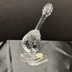Vintage Kristakolor 6" 24% Lead Crystal Glass Band Instrument Mandolin‎